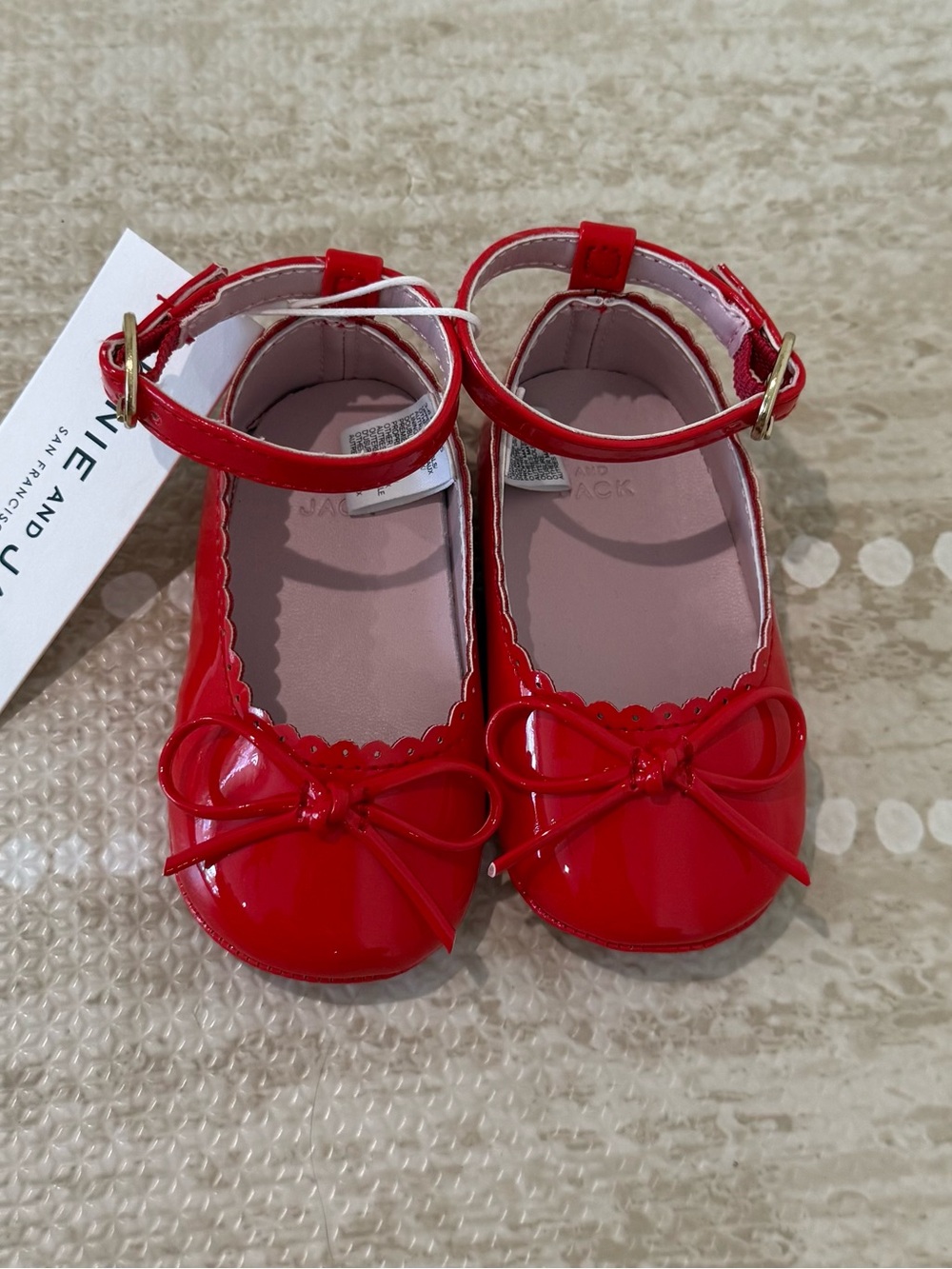NWT Janie & Jack Mary Jane red patent leather shoes, baby size 2, 3-6 months